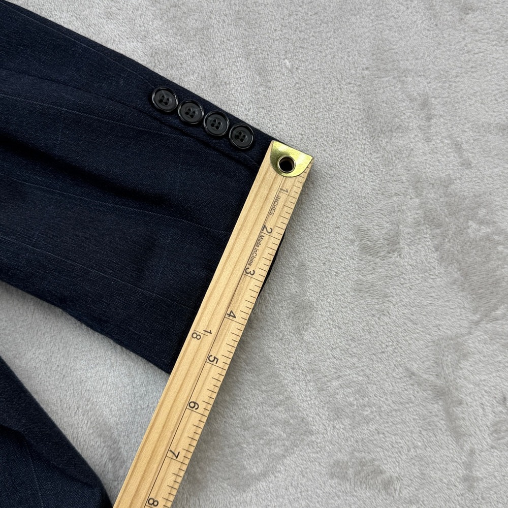 Evan-Picone Suit Mens 44L Navy Blue Pinstripe Wool 2-Piece Blazer Trousers USA - Picture 9 of 16